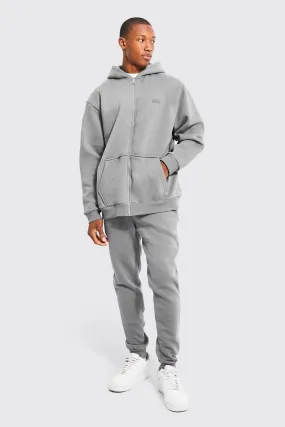 Oversized Original Man Zip Hooded Tracksuit | boohooMAN UK