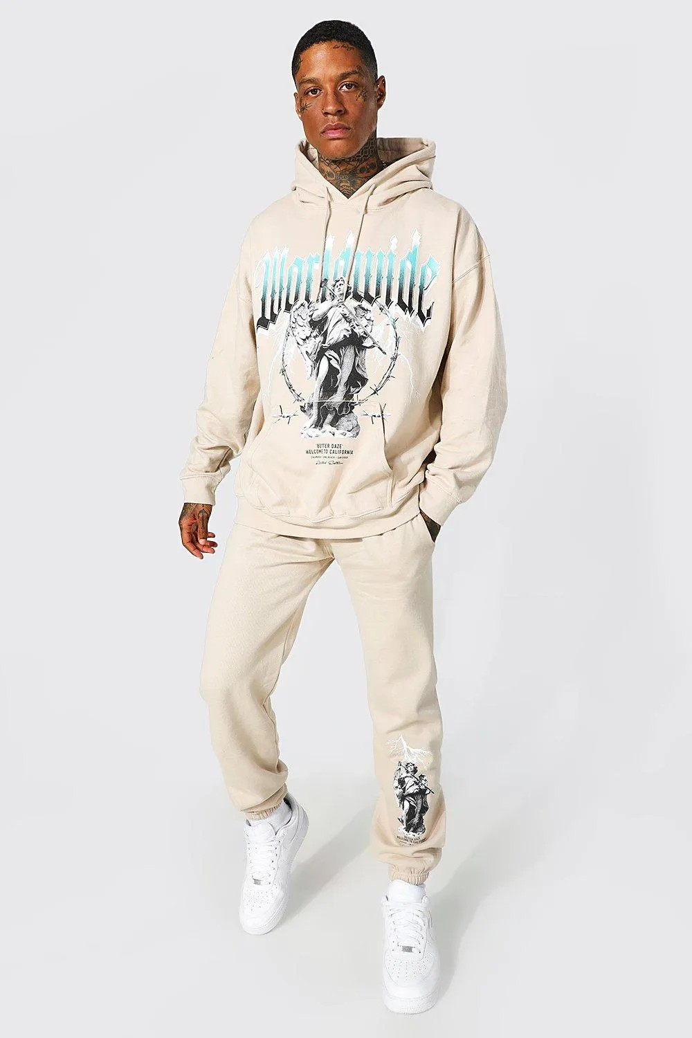 Oversized Worldwide Statue Hooded Tracksuit