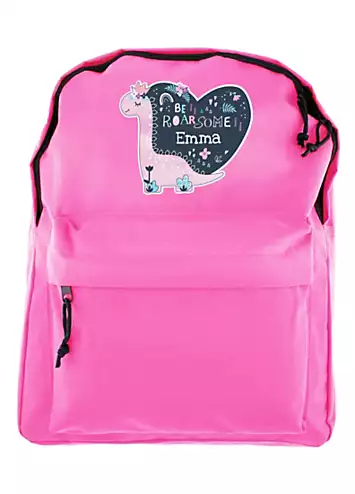 Personalised Momento Personalised Dinosaur Pink Backpack | Look Again