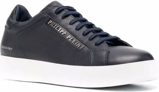 Philipp Plein logo-print leather trainers Blue