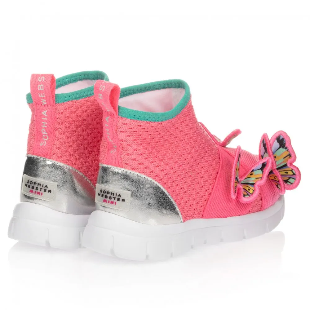 Pink Butterfly Sock Trainers