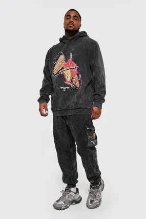 Plus Acid Butterfly Hooded Cargo Tracksuit