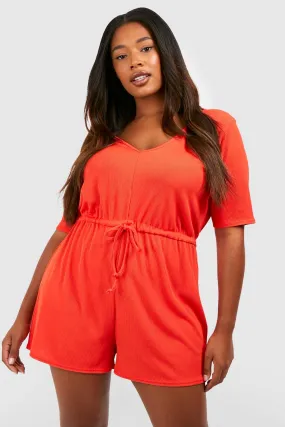 Plus Rib V Neck Romper