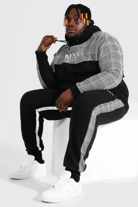 Plus Size MAN Roman Tape Panel Tracksuit | boohooMAN UK