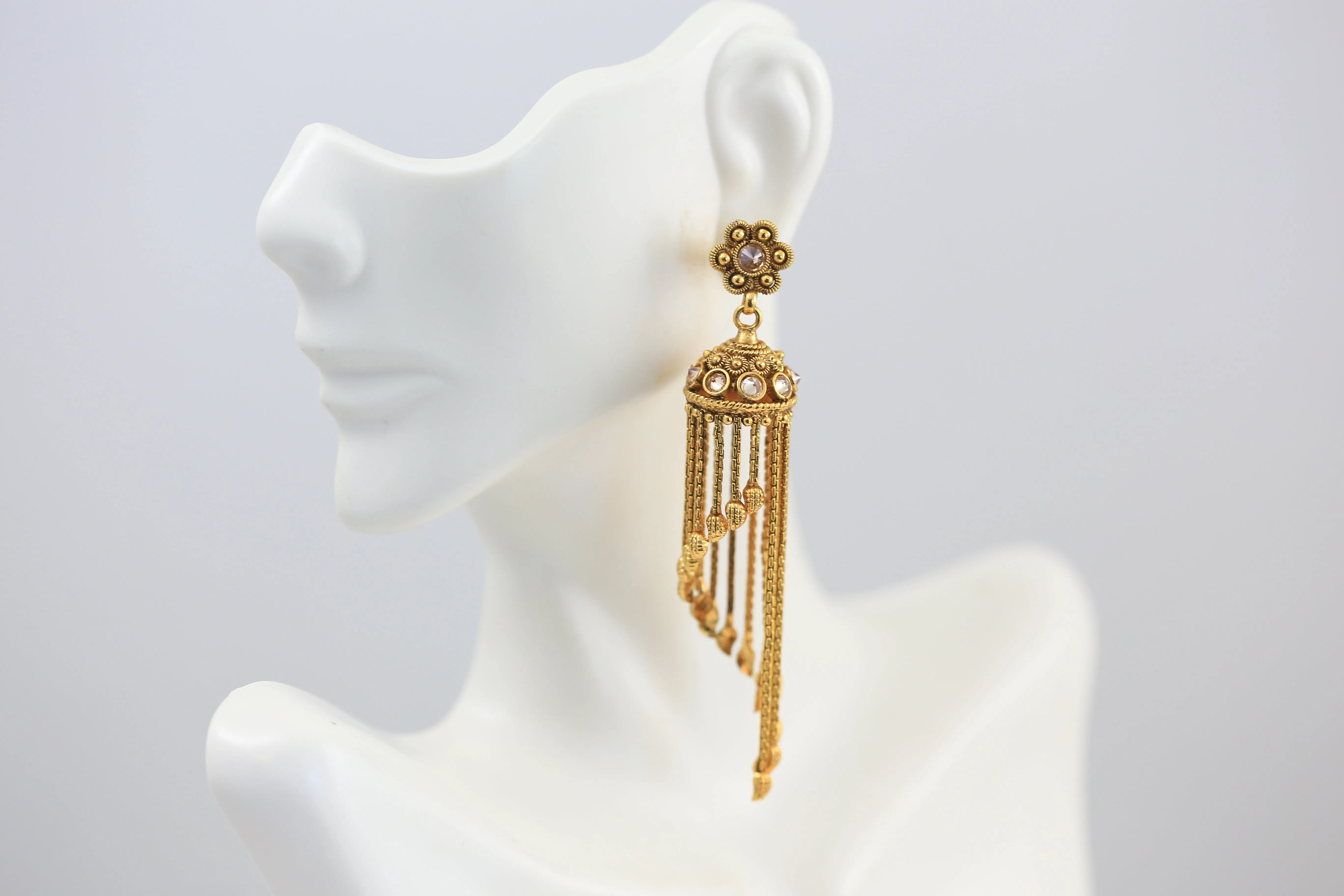 Polki Tassel Jhumka Earrings