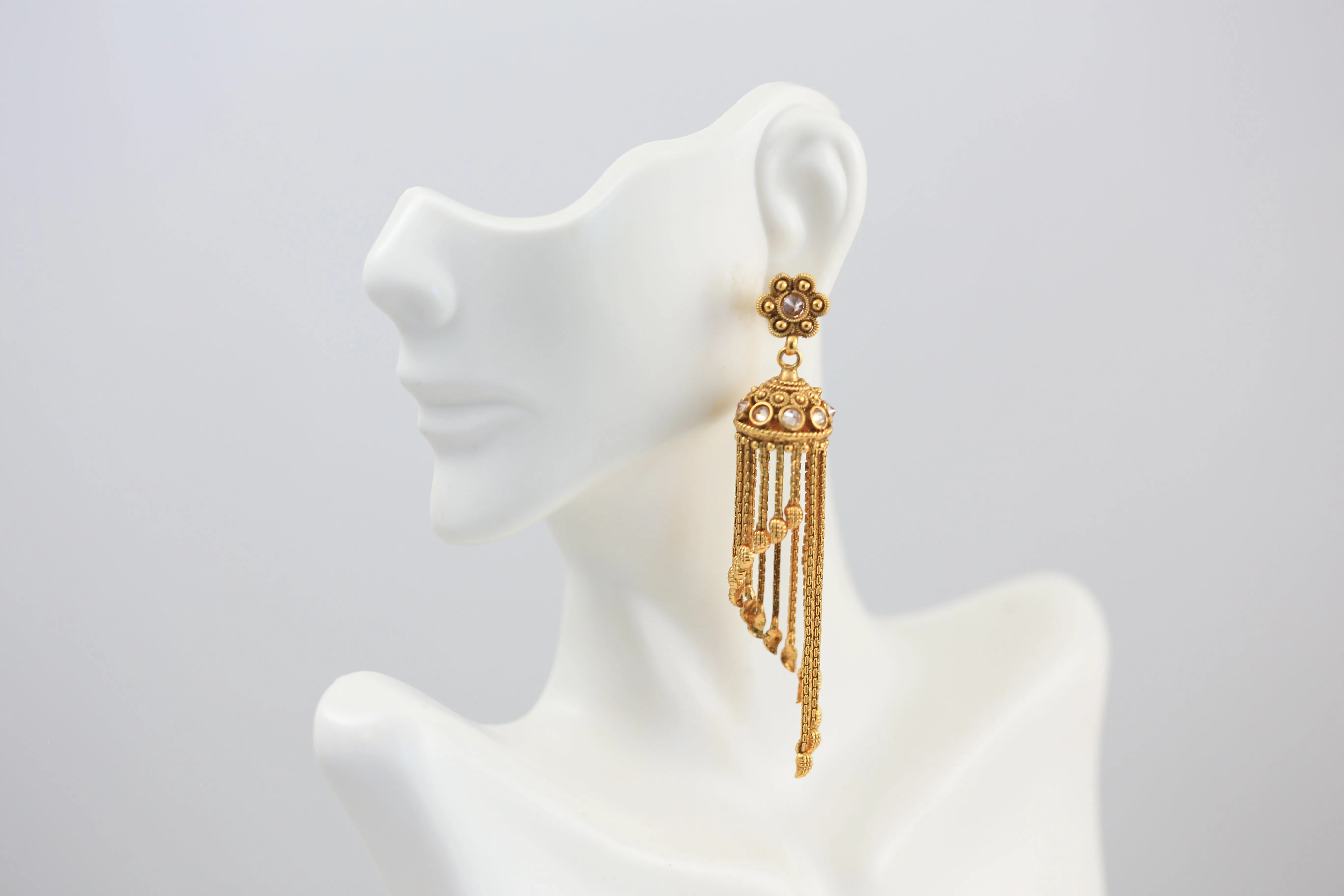 Polki Tassel Jhumka Earrings