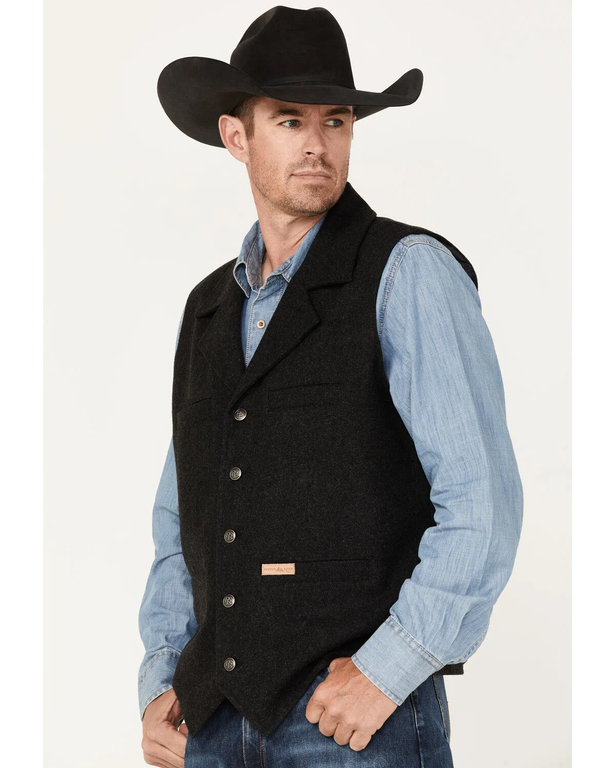 Powder River Outfitters Men's Black Wool Montana Vest