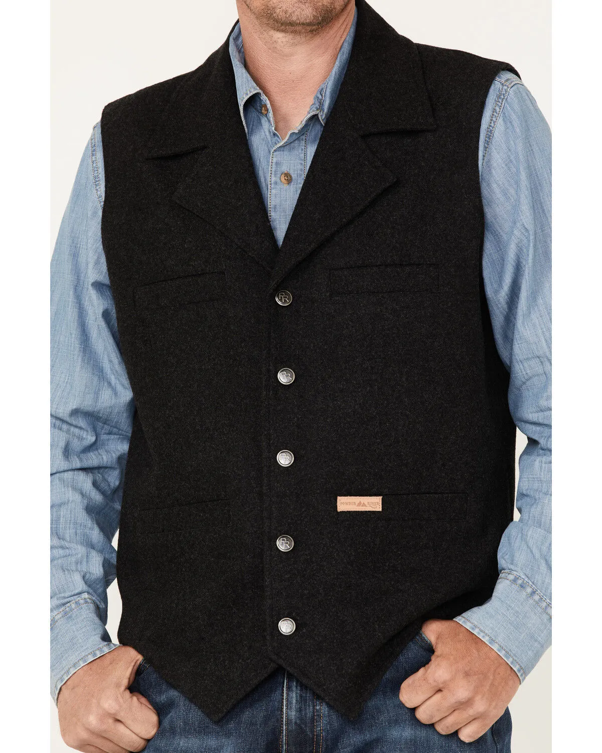 Powder River Outfitters Men's Black Wool Montana Vest