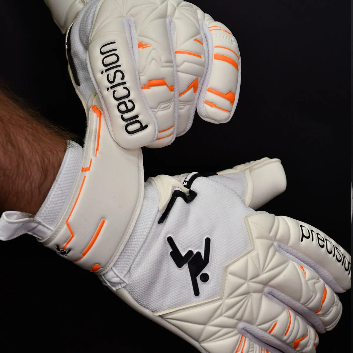 Precision Training Fusion X Pro Negative Contact Duo Goalkeeper Gloves - Adult - White/Orange