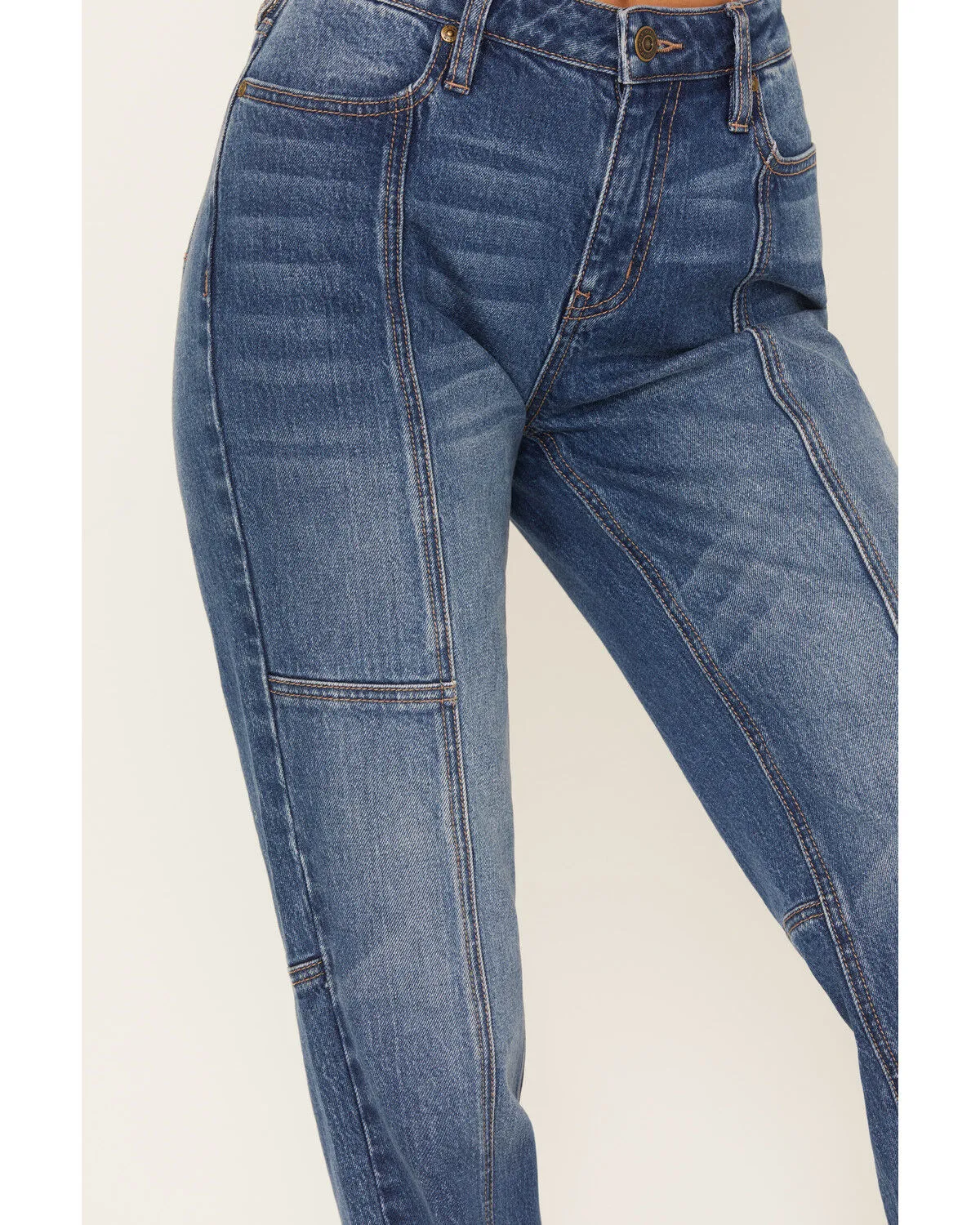 Product Name:  Cleo + Wolf Women's Dark Wash High Rise Slim Stretch Straight Jeans