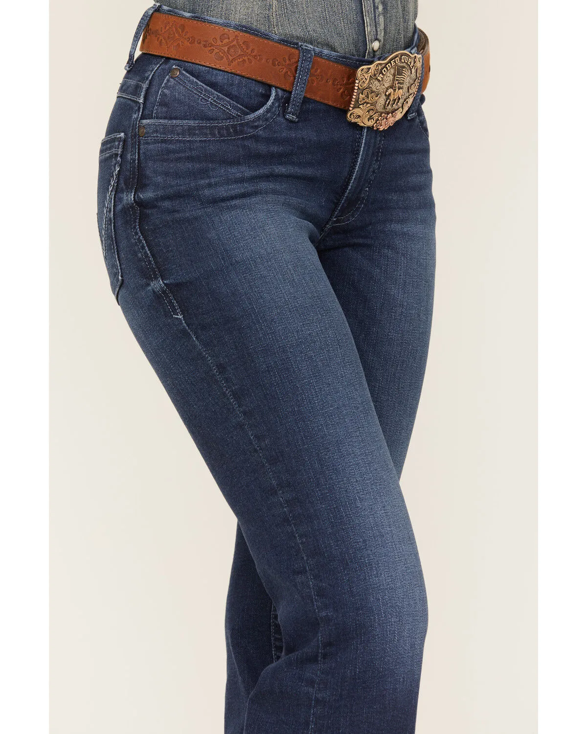 Product Name:  Wrangler Women's Dark Wash Mid Rise Willow Claire Ultimate Riding Trouser Jeans