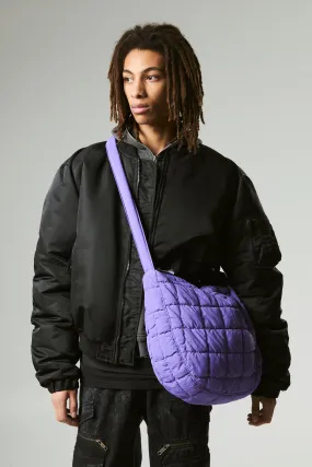 Quilted Cross Body Sling Bag In Purple