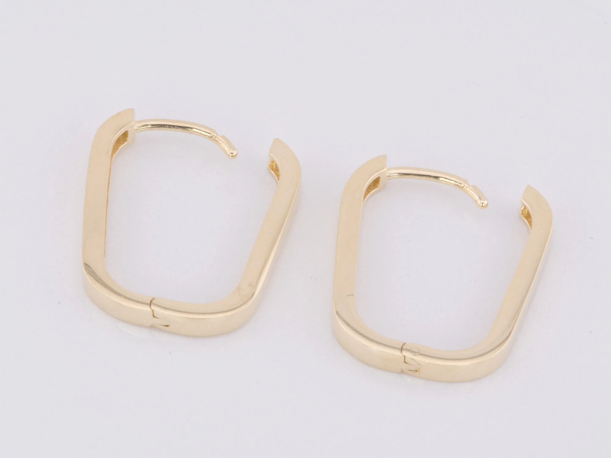 Rectangle Huggies 18x12mm Huggie Earrings 14K Gold R3169