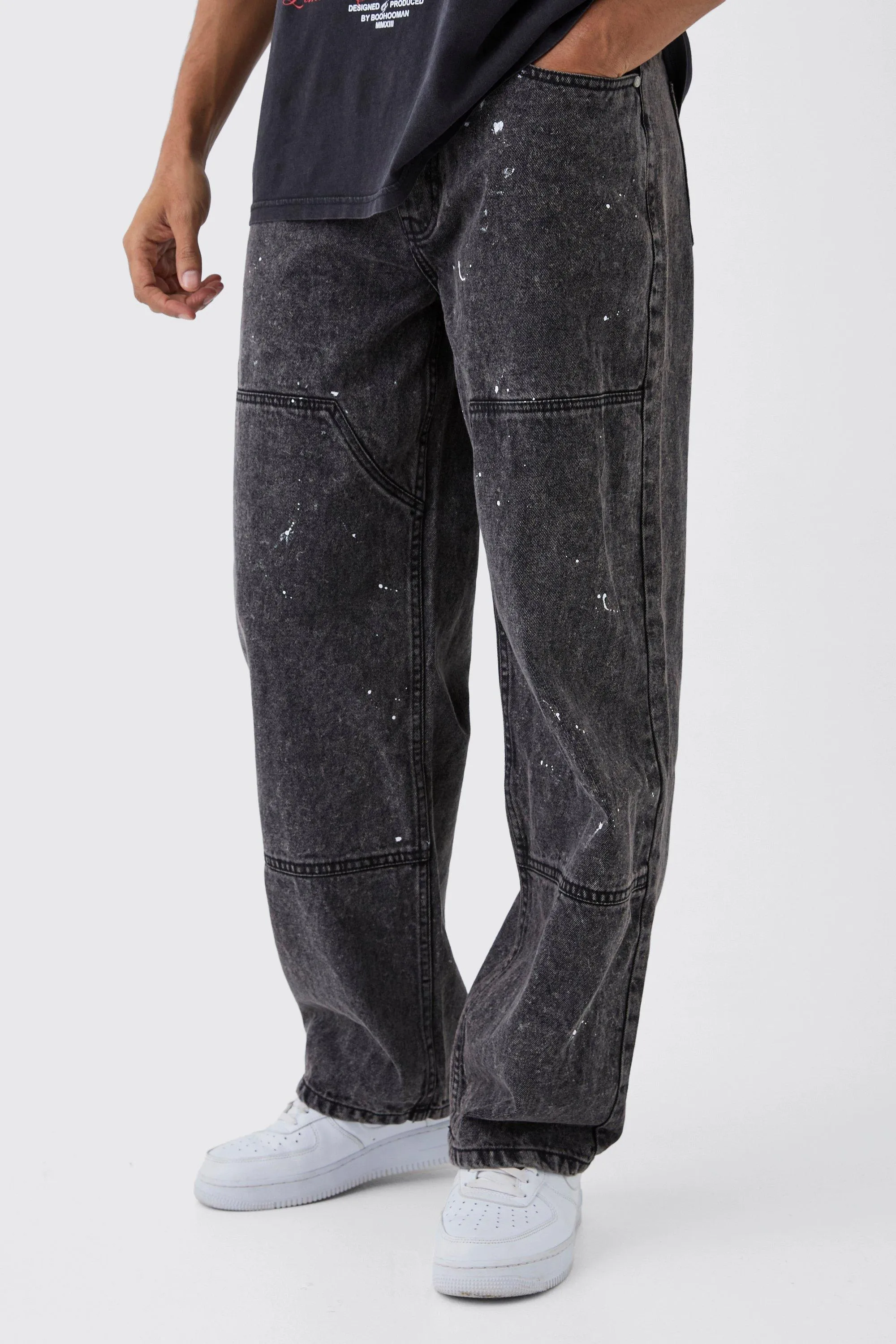 Relaxed Rigid Carpenter Paint Splatter Denim Jeans