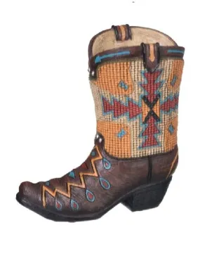 Resin Aztec Western Cowboy Boot Bank