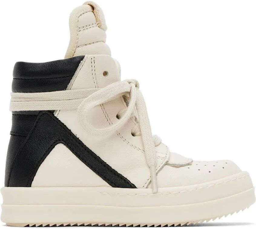 Rick Owens Baby Black & Off-White Geobasket Sneakers