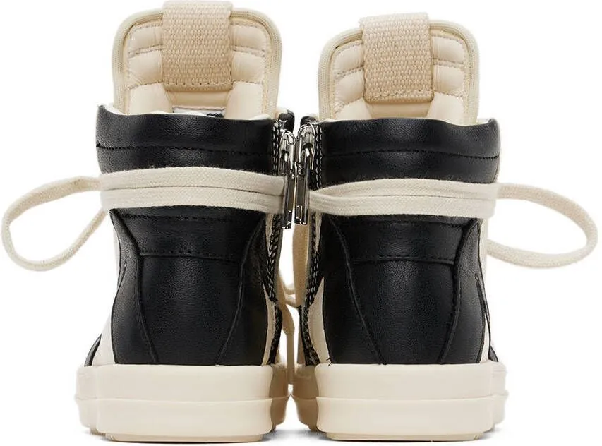 Rick Owens Baby Black & Off-White Geobasket Sneakers