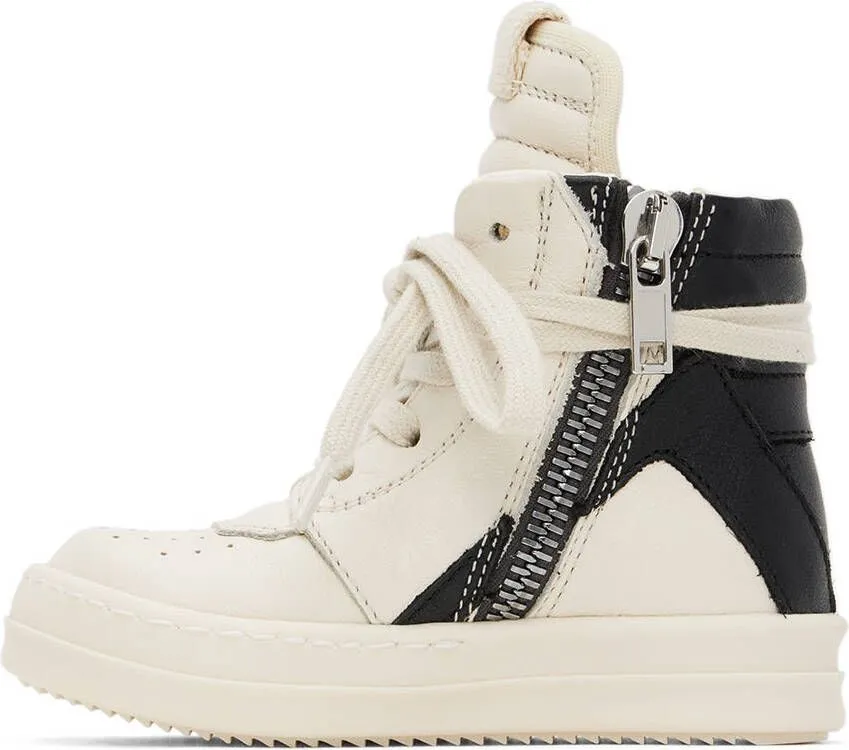 Rick Owens Baby Black & Off-White Geobasket Sneakers