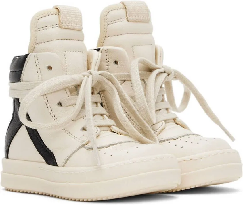 Rick Owens Baby Black & Off-White Geobasket Sneakers