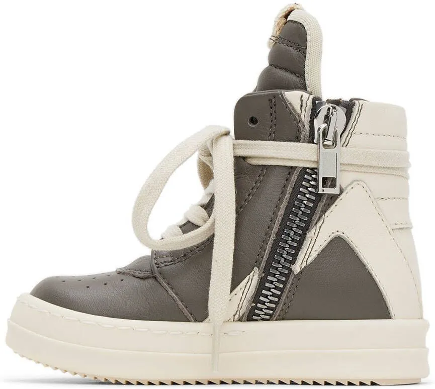 Rick Owens Baby Gray & Off-White Geobasket Sneakers