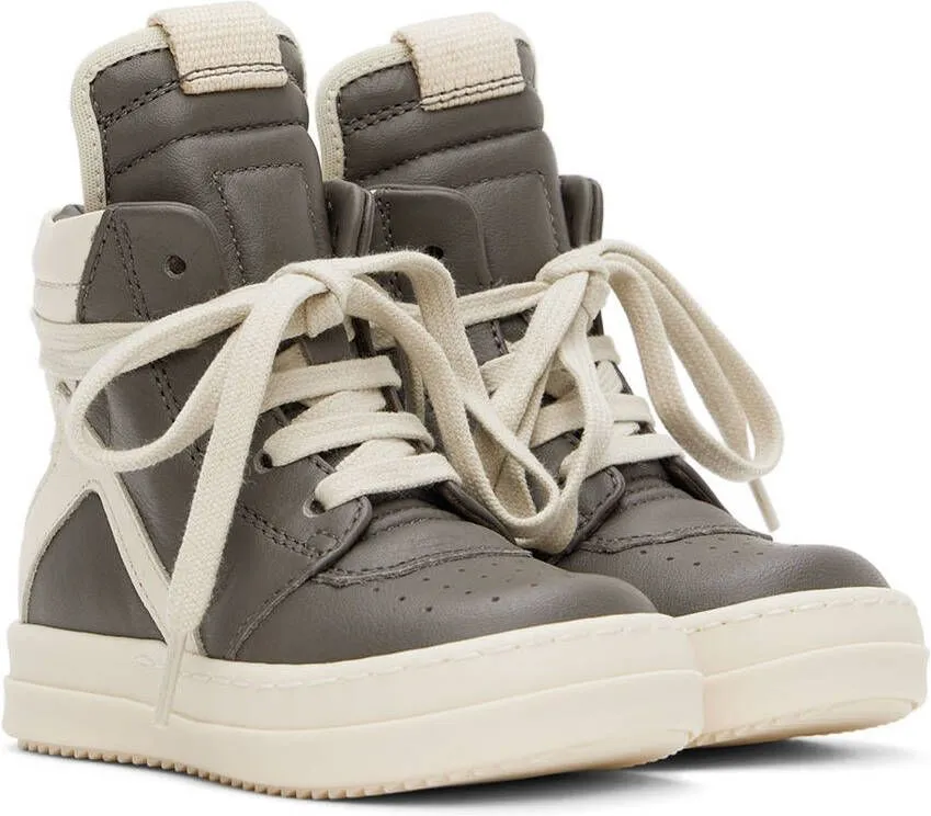 Rick Owens Baby Gray & Off-White Geobasket Sneakers