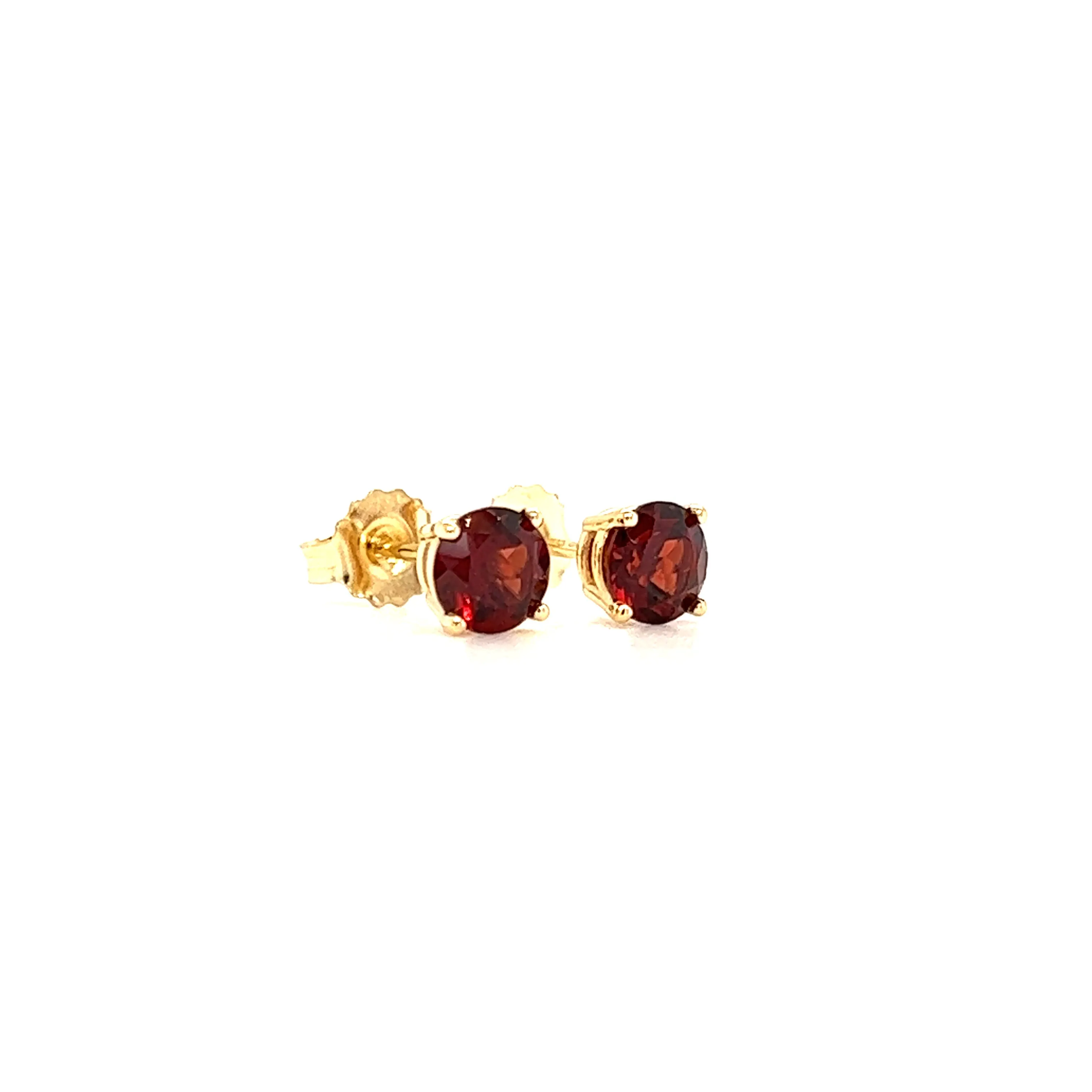 Round Garnet 5mm Stud Earrings in 14K Yellow Gold