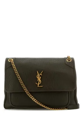 Saint Laurent Dark Green Leather Large Niki Bag