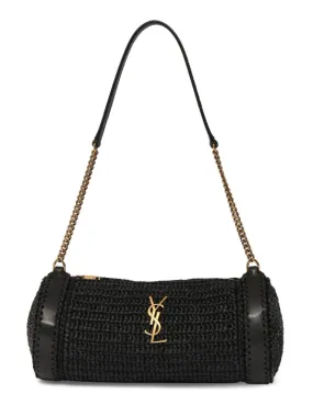 Saint Laurent   Small Cassandre raffia shoulder bag 