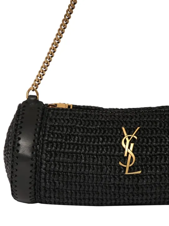 Saint Laurent   Small Cassandre raffia shoulder bag 