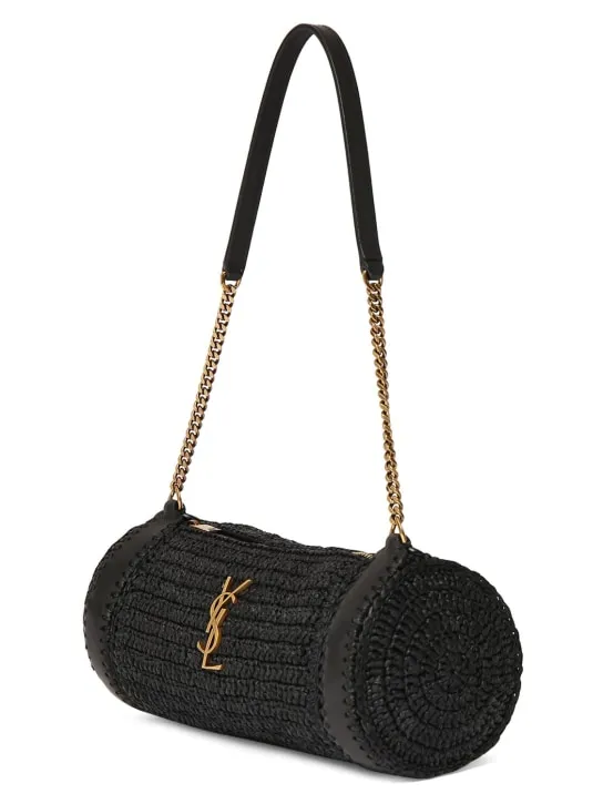 Saint Laurent   Small Cassandre raffia shoulder bag 