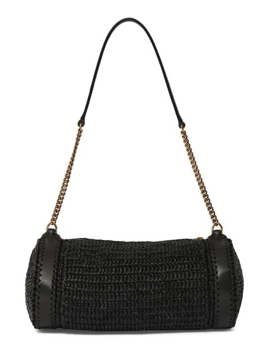 Saint Laurent   Small Cassandre raffia shoulder bag 