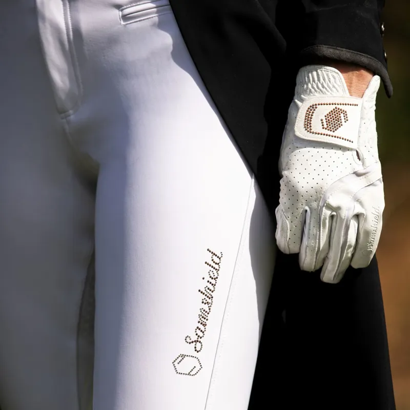 Samshield V-Skin Swarovski Riding Gloves - White/Rose Gold