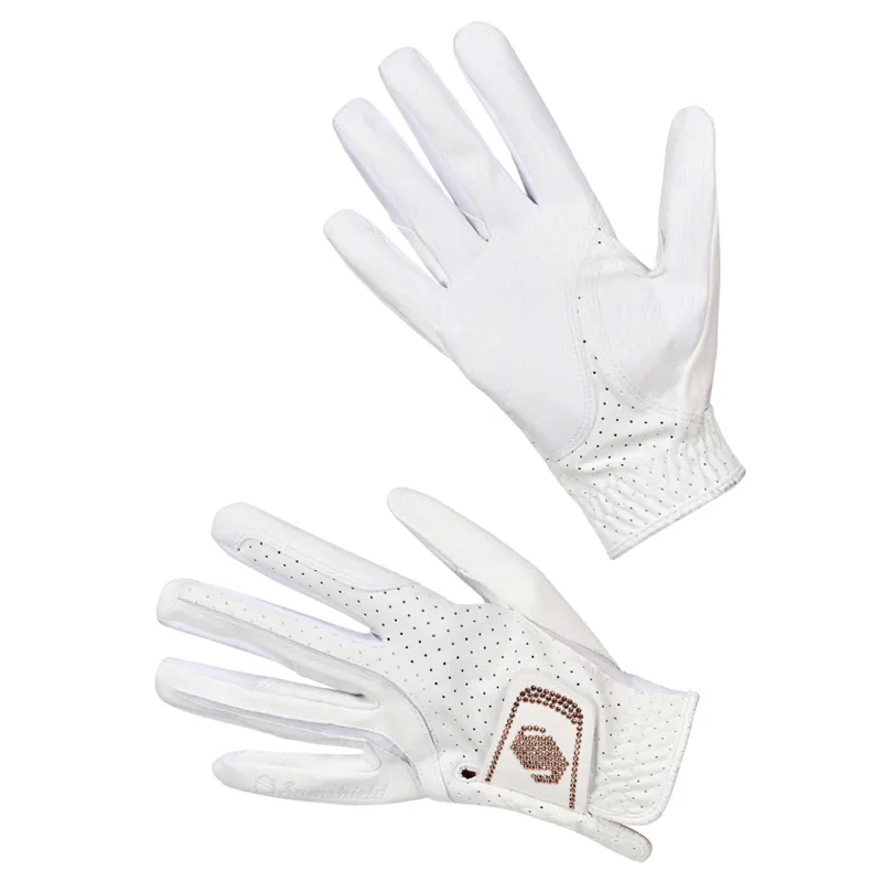 Samshield V-Skin Swarovski Riding Gloves - White/Rose Gold