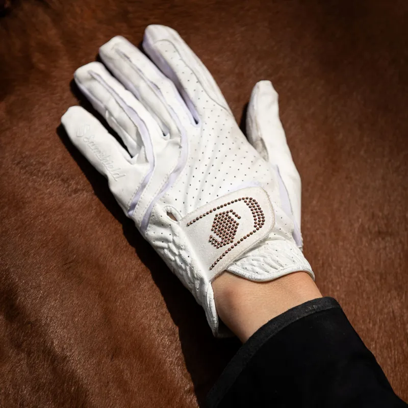 Samshield V-Skin Swarovski Riding Gloves - White/Rose Gold