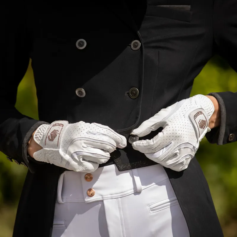 Samshield V-Skin Swarovski Riding Gloves - White/Rose Gold