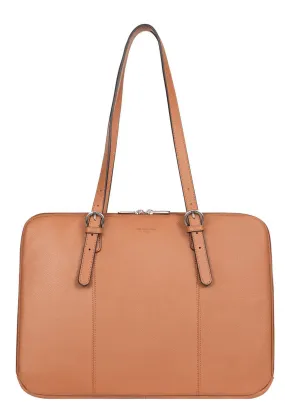 Shoulder bag 2 handles tan leather 469845