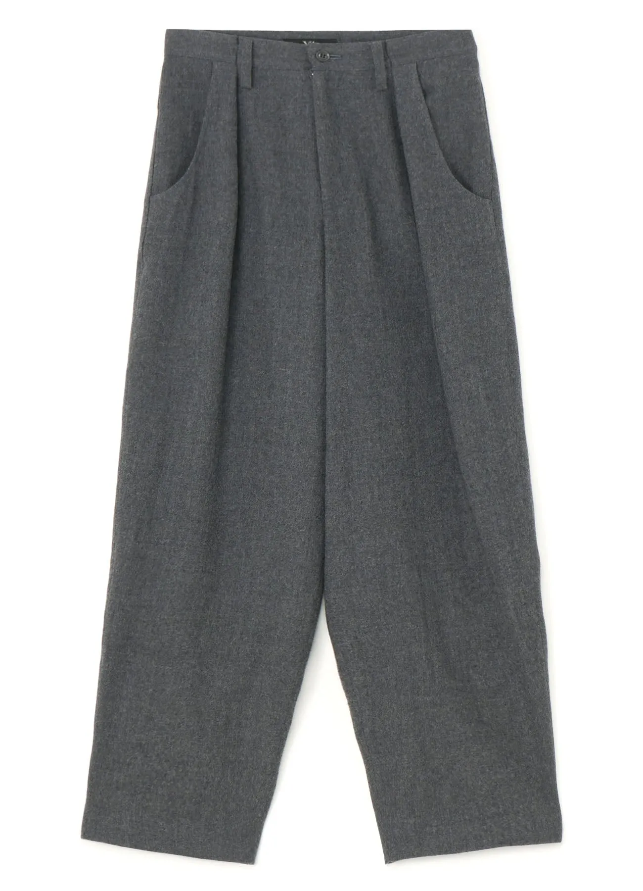 SHRUNKEN WOOL SERGE SINGLE PLEATED WIDE LEG PANTS