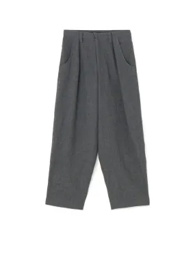 SHRUNKEN WOOL SERGE SINGLE PLEATED WIDE LEG PANTS