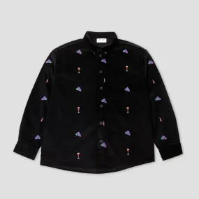 Skateboard Cafe Vino Corduroy Embroidered Shirt Black