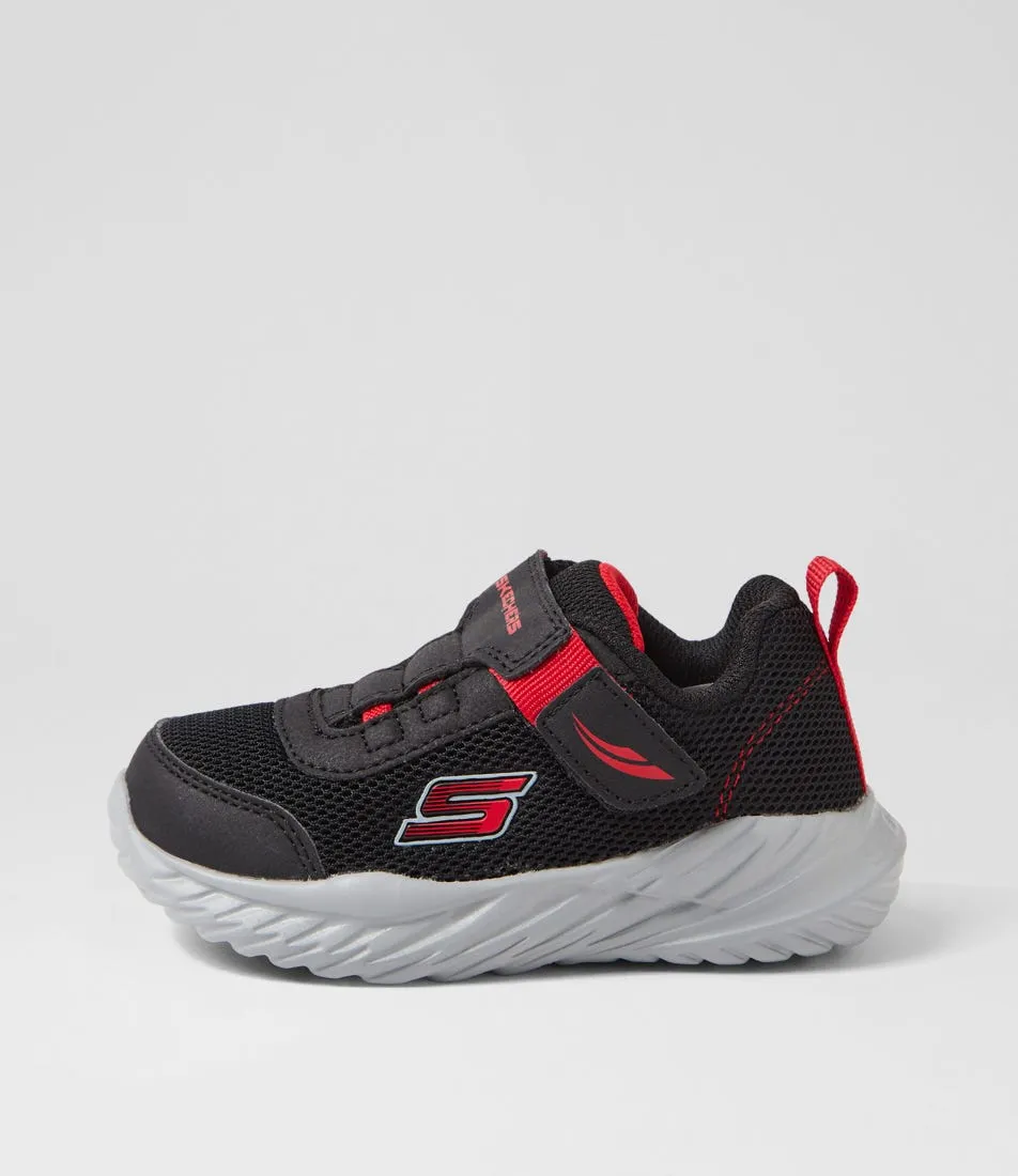 SKECHERS Nitro Sprint Pre Black Red Fabric Sneakers