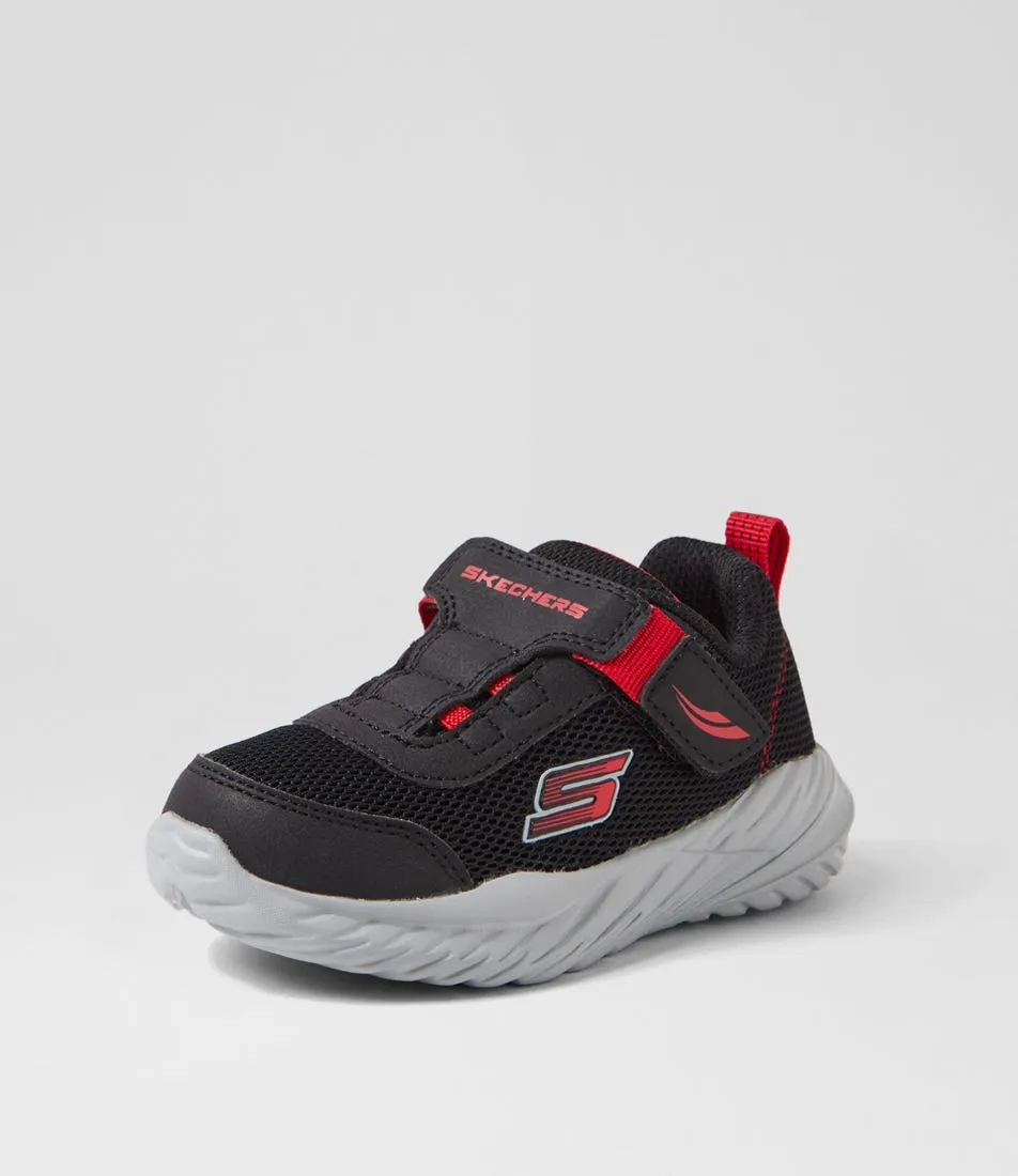 SKECHERS Nitro Sprint Pre Black Red Fabric Sneakers