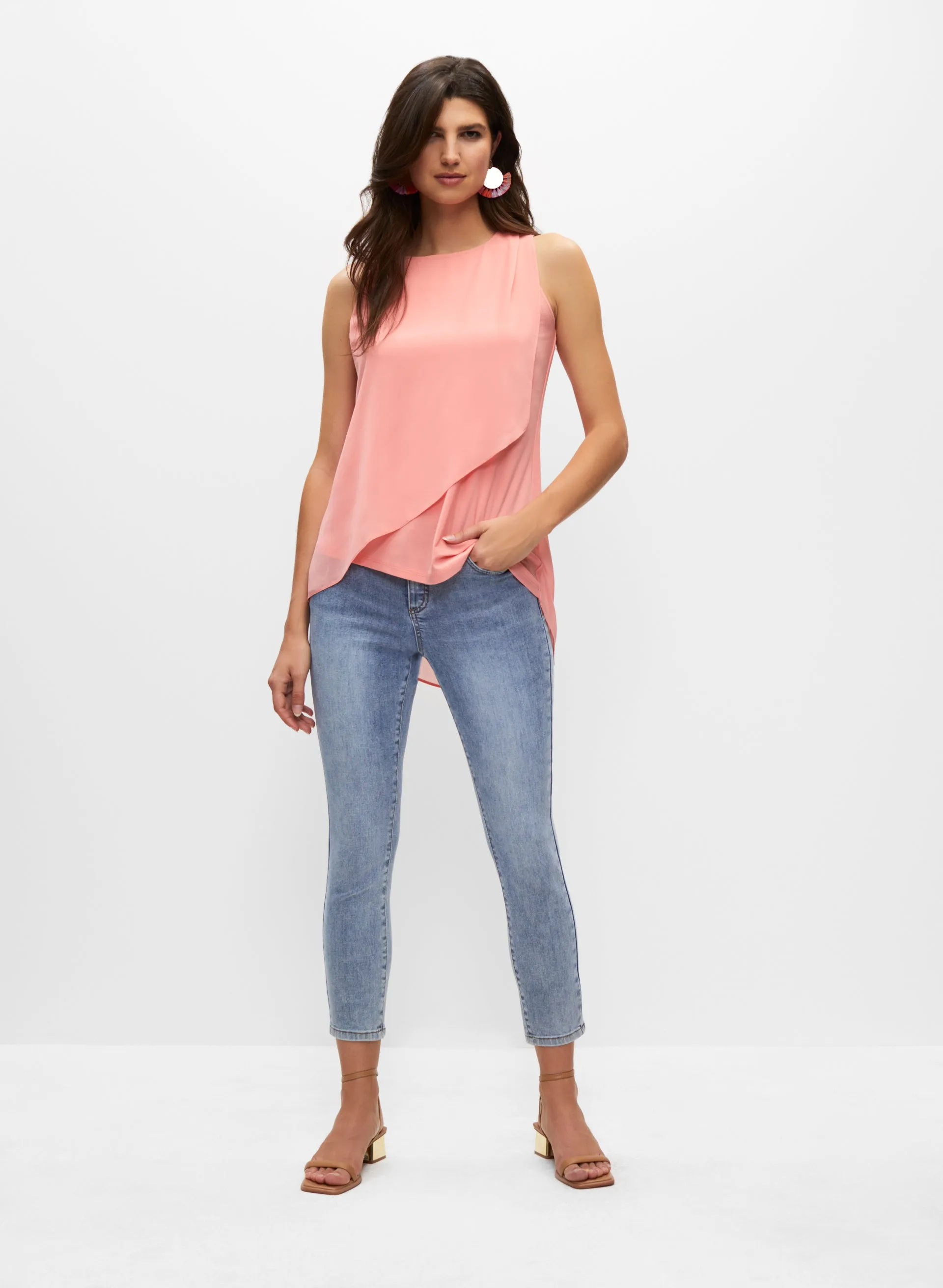 Sleeveless Chiffon Overlay Tunic