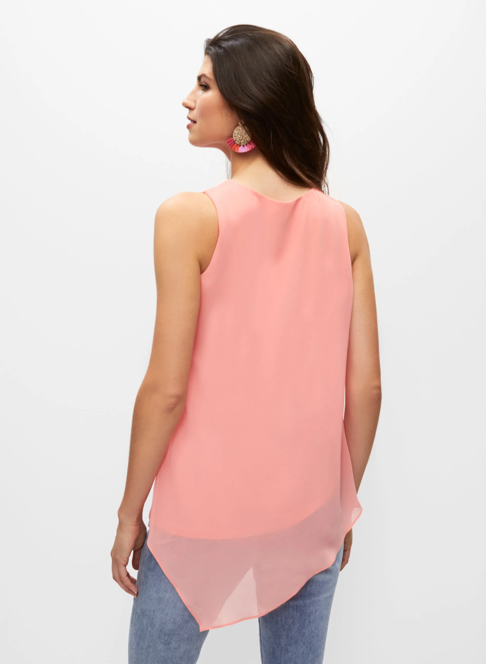 Sleeveless Chiffon Overlay Tunic