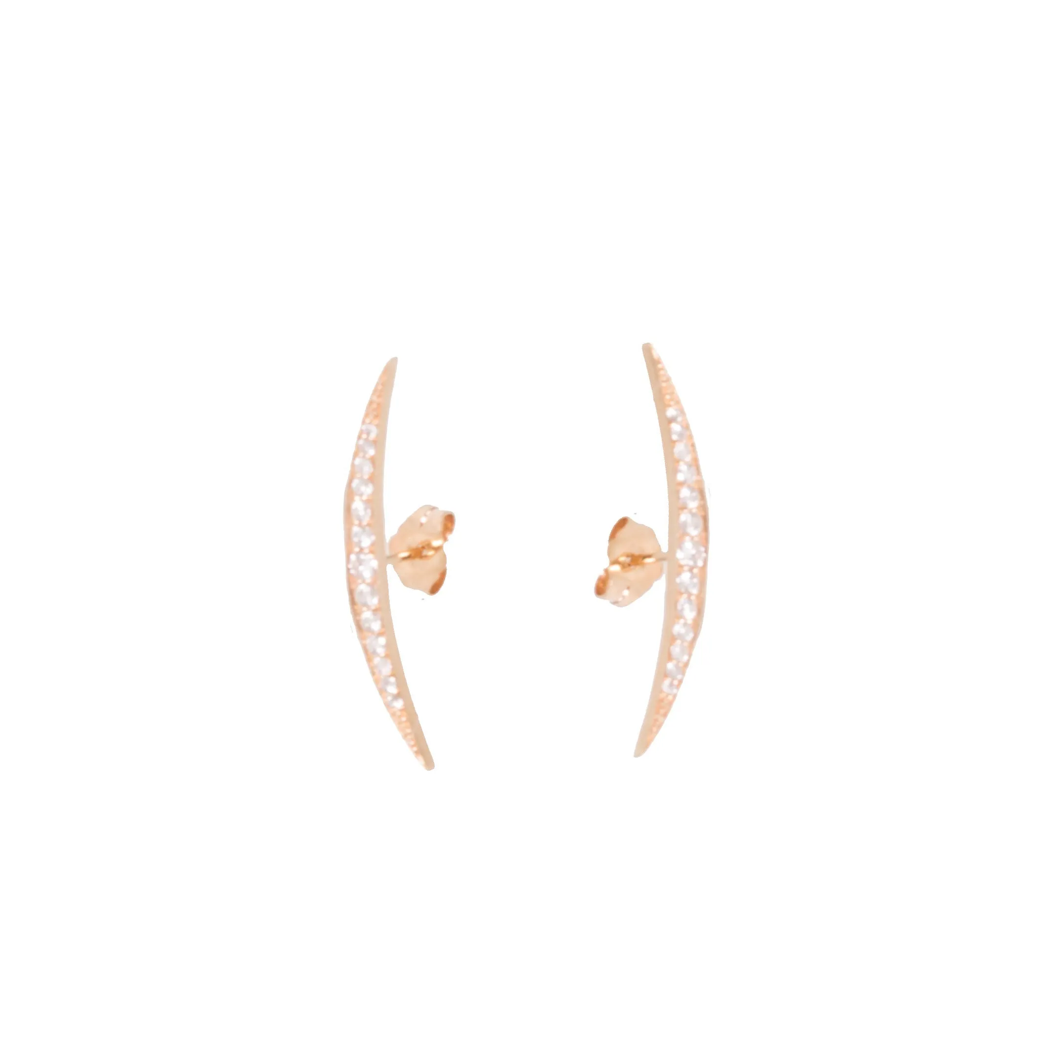 Small Crescent Graduating Diamond Stud Earrings