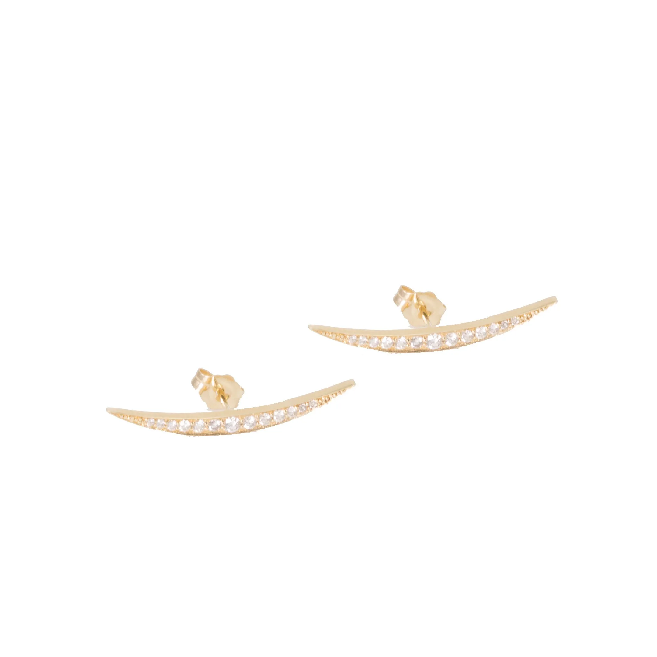 Small Crescent Graduating Diamond Stud Earrings