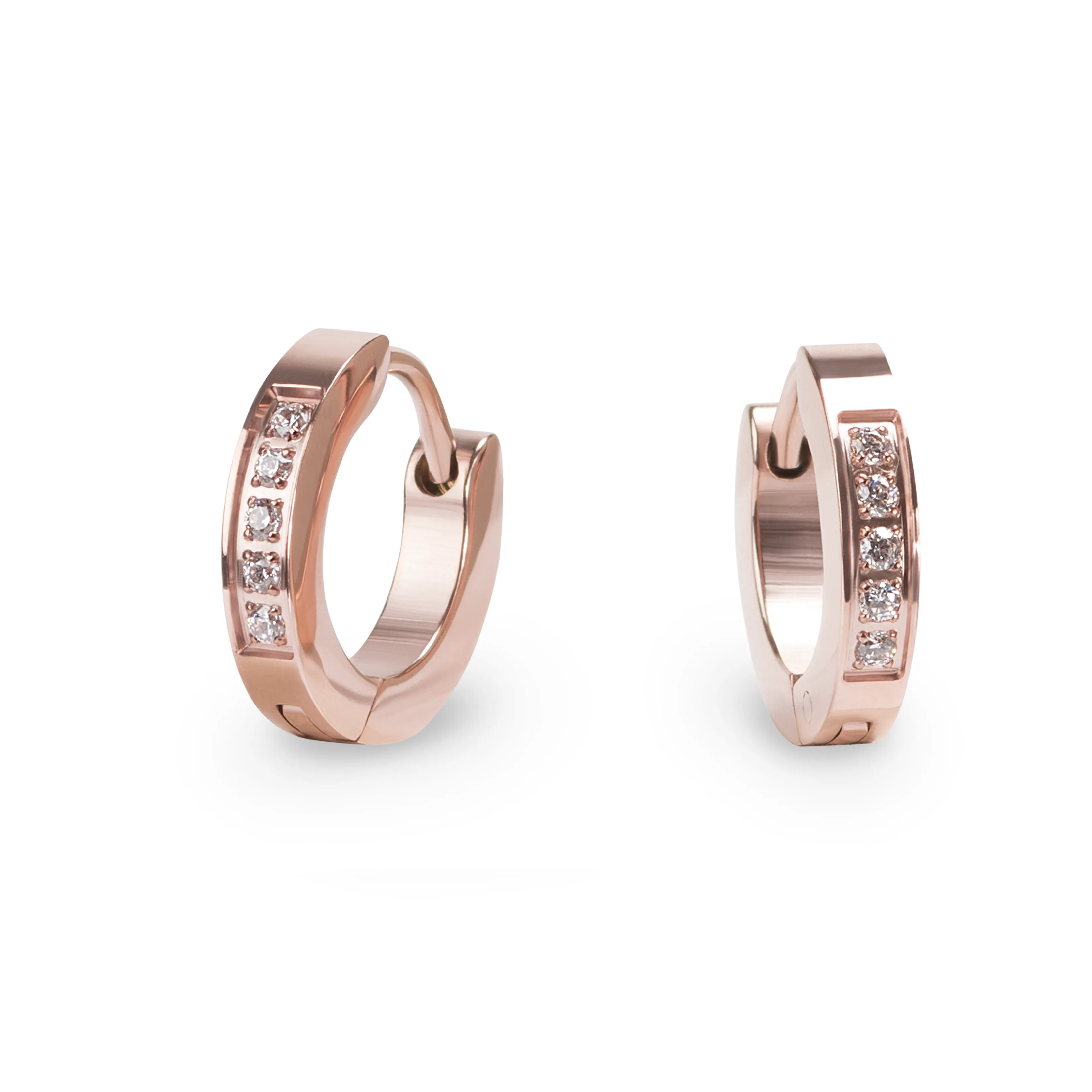 Small stainless multi cz huggie earrings