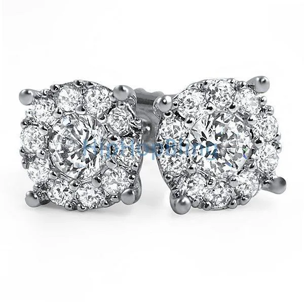 Solitaire Cluster CZ Bling Bling Earrings