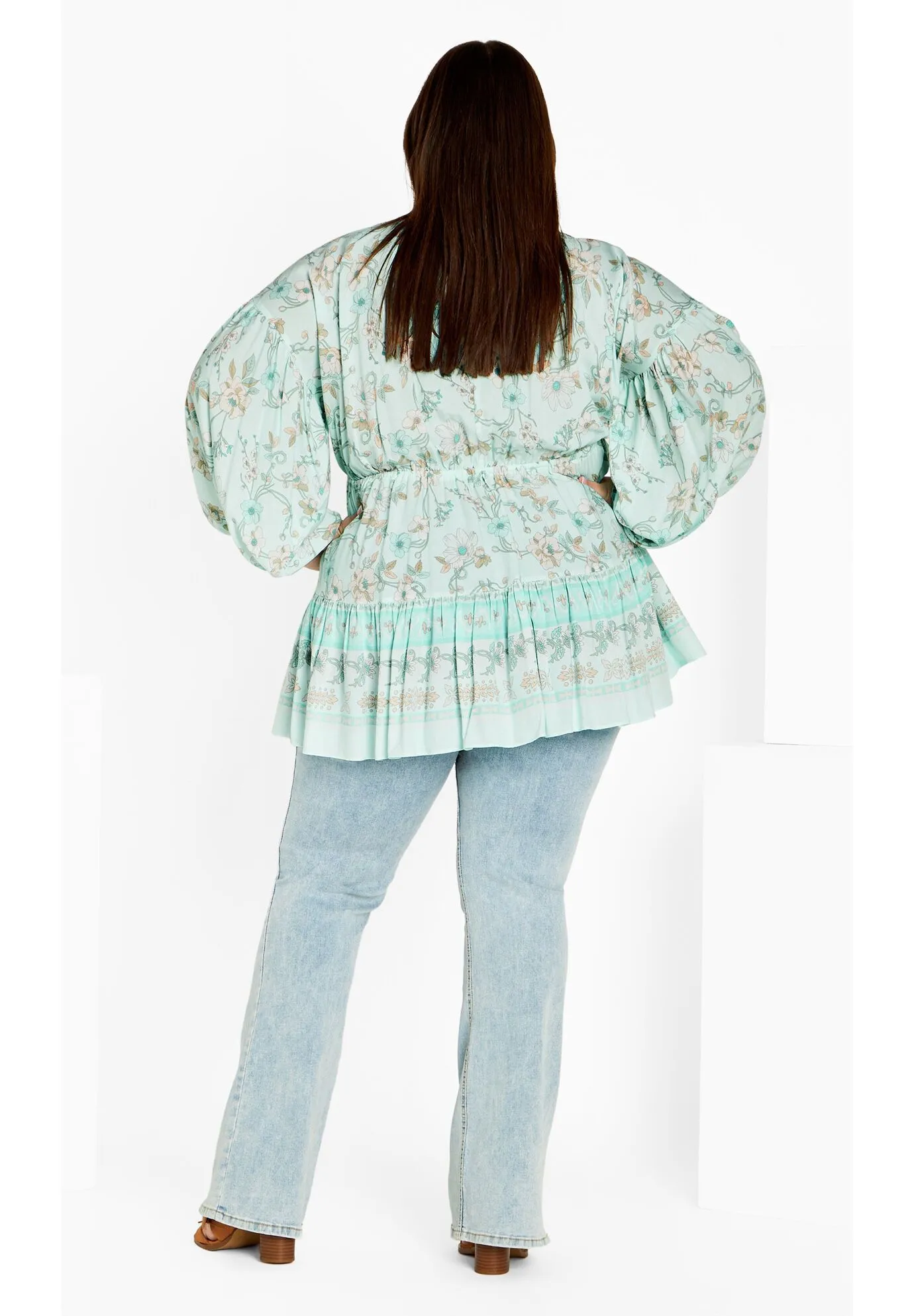 Spirited Floral Tunic - seafoam