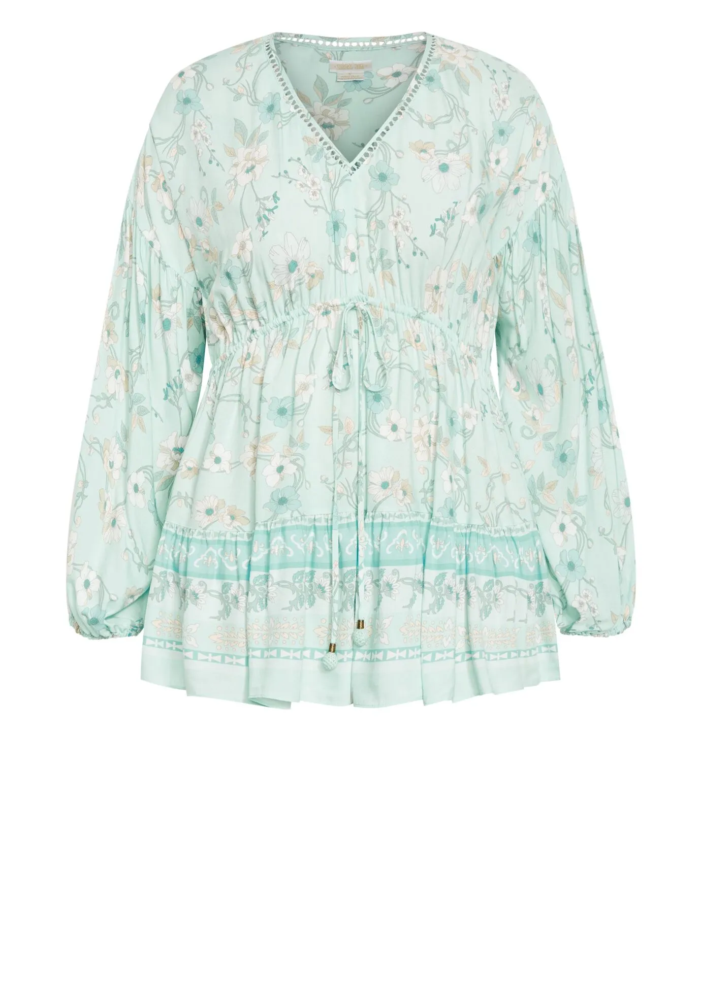 Spirited Floral Tunic - seafoam