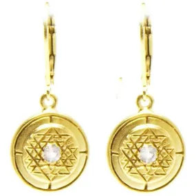 Sri Yantra White Sapphire Earrings